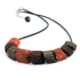 necklace beads brown 45cm