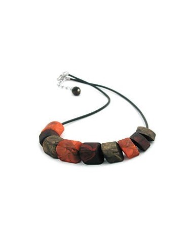 necklace beads brown 45cm