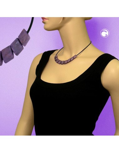 necklace beads lilac-marbeled 45cm