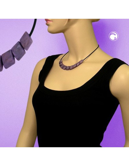 necklace beads lilac-marbeled 45cm
