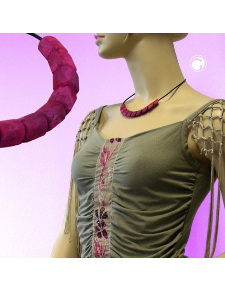 necklace beads pink-marbeled 45cm