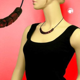 necklace beads red rubber-chain 45cm
