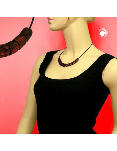necklace beads red rubber-chain 45cm