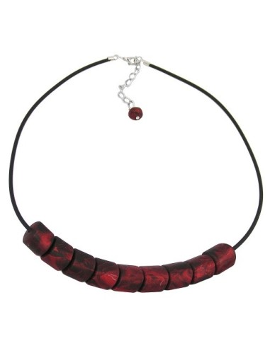 necklace beads red rubber-chain 45cm