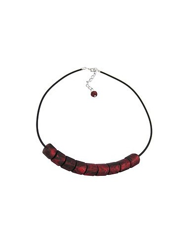 necklace beads red rubber-chain 45cm