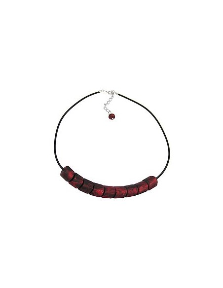 necklace beads red rubber-chain 45cm