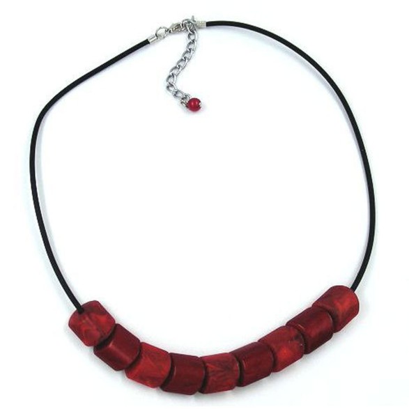 necklace beads red-marbeled 45cm