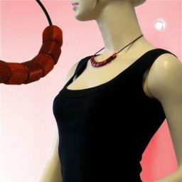 necklace beads red-marbeled 45cm