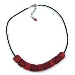 necklace beads red-marbeled 45cm