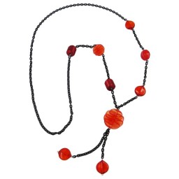 necklace red spiral black chain 95cm