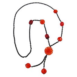 necklace red spiral black chain 95cm