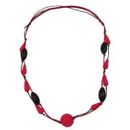 necklace beads red/ brown/ black