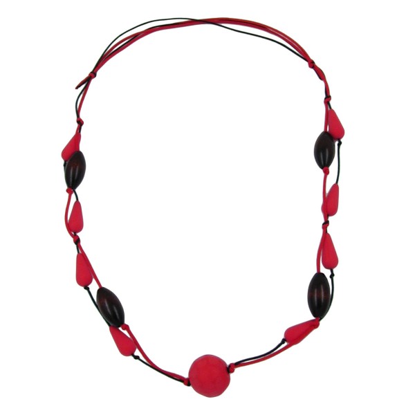 necklace beads red/ brown/ black