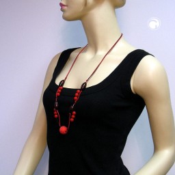 necklace beads red/ brown/ black