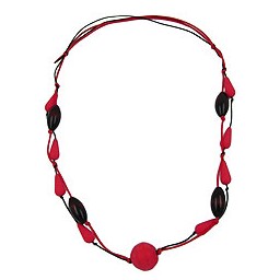 necklace beads red/ brown/ black