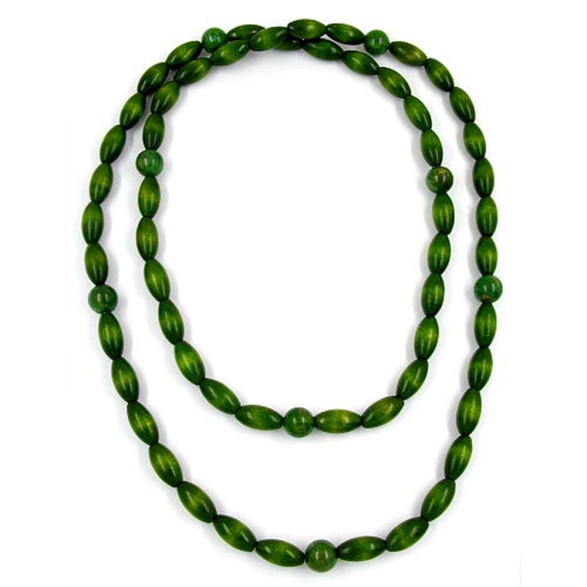 necklace wooden beads dark green