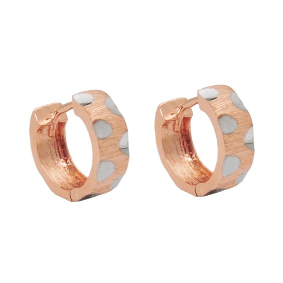 hoop earring 12x5mm hinged hoop bicolor rhodium plated 9k rose gold