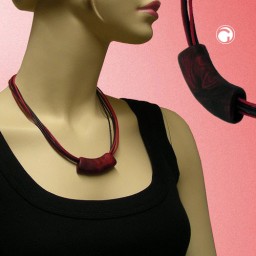 necklace tube flat curved red metallic 50cm