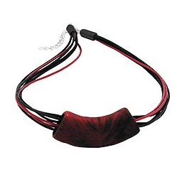 necklace tube flat curved red metallic 50cm