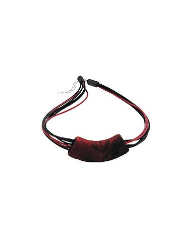 necklace tube flat curved red metallic 50cm