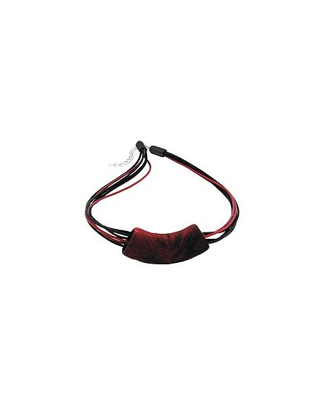 necklace tube flat curved red metallic 50cm