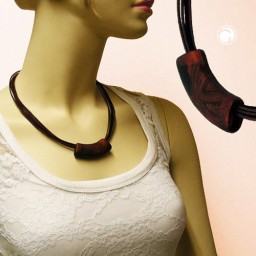 necklace tube flat curved brown 50cm