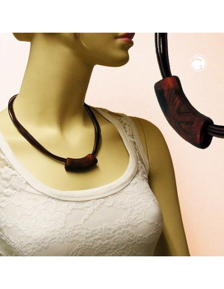 necklace tube flat curved brown 50cm