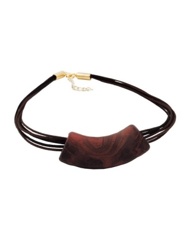 necklace tube flat curved brown 50cm