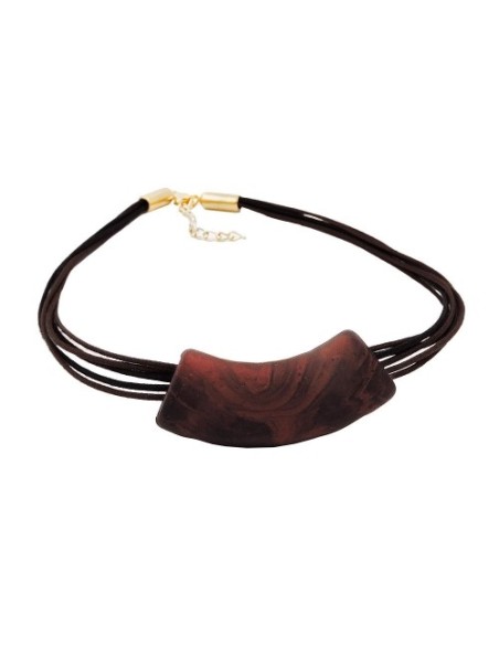 necklace tube flat curved brown 50cm