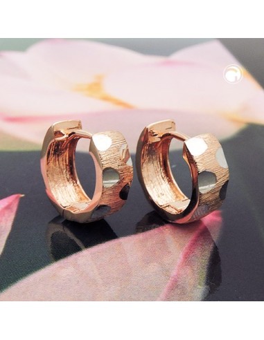 hoop earring 12x5mm hinged hoop bicolor rhodium plated 9k rose gold