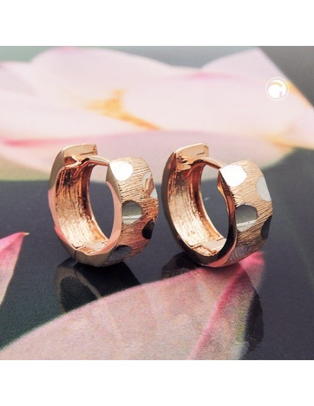 hoop earring 12x5mm hinged hoop bicolor rhodium plated 9k rose gold