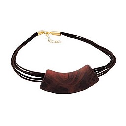 necklace tube flat curved brown 50cm