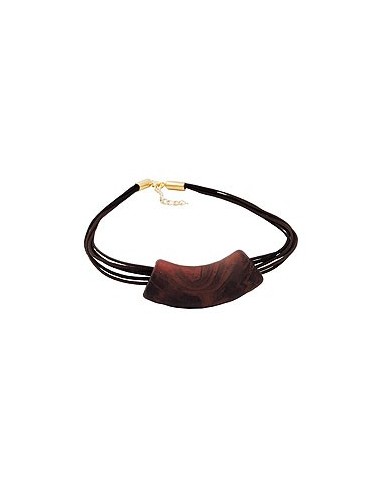 necklace tube flat curved brown 50cm