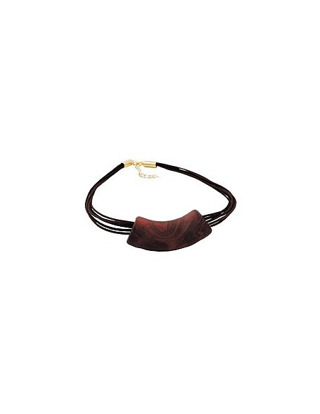 necklace tube flat curved brown 50cm