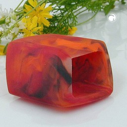 scarf bead slanted red marbled