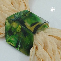 scarf bead slanted green marbled