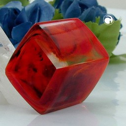 scarf bead hexagon red marbled