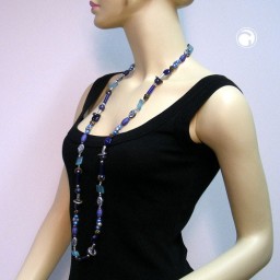 necklace beads dark blue-turquoise 110cm