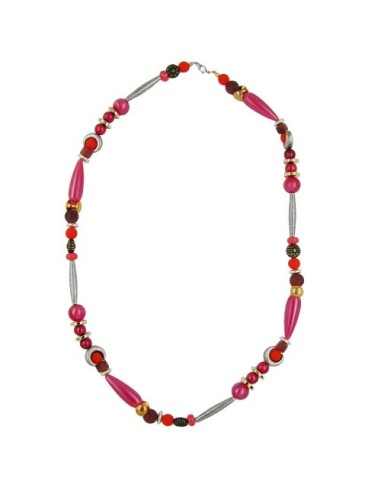 necklace beads silk-red-brown 63cm