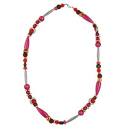 necklace beads silk-red-brown 63cm