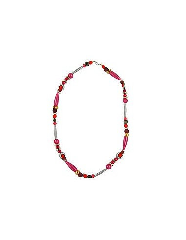 necklace beads silk-red-brown 63cm