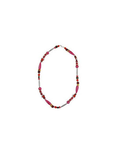 necklace beads silk-red-brown 63cm