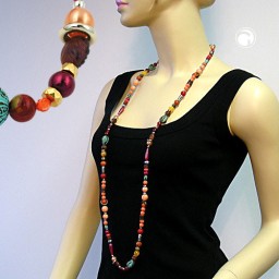 necklace beads red-yellow-brown 120cm