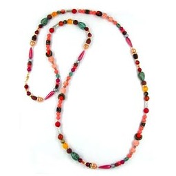 necklace beads red-yellow-brown 120cm