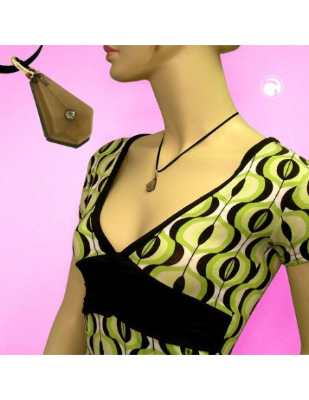 necklace trapezium pendant rhinestone brown