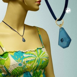 necklace silk cord blue pendant