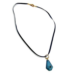 necklace silk cord blue pendant