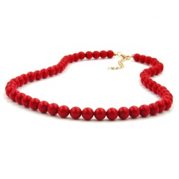 necklace beads 8mm red shiny