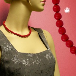 necklace beads 8mm red shiny