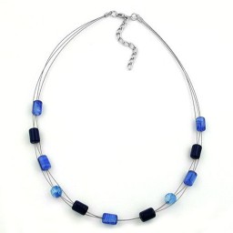 necklace glass beads blue-black